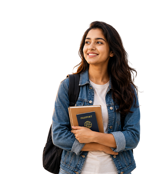 Student holding books